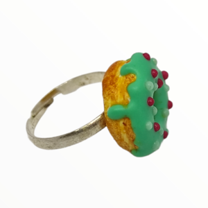 Χειροποίητο Δαχτυλίδι donut με πράσινο γλάσο,κοσμήματα απομίμησης φαγητών, χειροποίητα κοσμήματα μινιατούρες πολυμερικού πηλού Mimitopia - πηλός, boho, αυξομειούμενα - 3