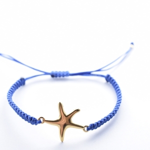 Βραχιόλι αστερίας μπλε - μακραμέ, αστερίας, χεριού, αυξομειούμενα
