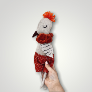 Υφασμάτινη κούκλα "Μηνάς ο κοκκινολαίμης" - δώρο, λούτρινα, δώρα για παιδιά, κούκλες