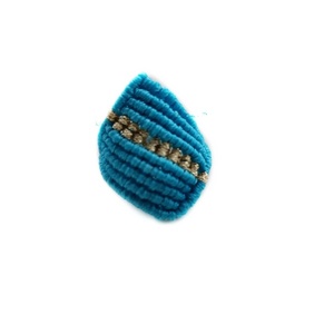 Γυναικείο μακραμέ αυξομειούμενο δαχτυλίδι ρόμβος γαλάζιο με χρυσό - μακραμέ, minimal, boho, μεγάλα, αυξομειούμενα