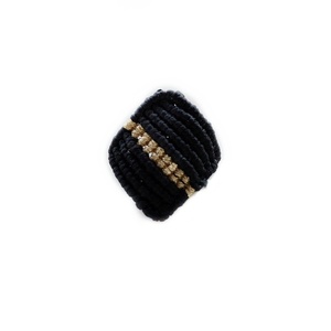 Γυναικείο μακραμέ αυξομειούμενο δαχτυλίδι ρόμβος μαύρο με χρυσό - μακραμέ, minimal, boho, μεγάλα, αυξομειούμενα