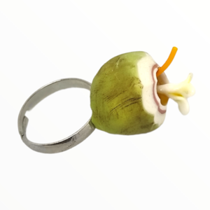 Χειροποίητο Δαχτυλίδι καρύδα κοκτέιλ,κοσμήματα απομίμησης φρούτων Mimitopia - πηλός, boho, αυξομειούμενα, φθηνά - 5