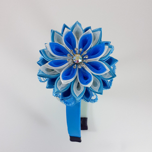 Χειροποίητα μπλε στέκα για κορίτσια/ στεφάνη/ 3-8 ετών/ Handmade blue hairband for girls / kanzashi - κορίτσι, στεφάνια, δώρο, για παιδιά, στέκες - 2