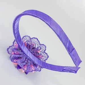 Χειροποίητα μοβ-ροζ στέκα για κορίτσια/ στεφάνη/ 3-8 ετών/ Handmade purple-pink hairband for girls / kanzashi - κορίτσι, στεφάνια, για παιδιά, στέκες - 4