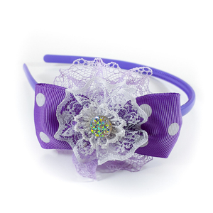 Χειροποίητα μοβ με πουά στέκα/ φιογκάκι για κορίτσι/ στεφάνη/ 3-8 ετών/ Handmade hairband bow for girls - κορίτσι, στεφάνια, δώρο, στέκες