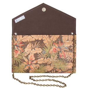 Φάκελος Φελλός με Αλυσίδα "Big Tropical Clutch" - αλυσίδες, μοναδικό, φάκελοι, χιαστί, τσάντα, φλοράλ, boho, ethnic, φελλός, μικρές - 2