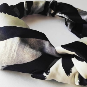 Ασπρόμαυρη Μεταξωτή Τιγρε Κορδέλα Μαλλιών - μετάξι, statement, headbands - 2