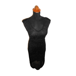 245. Boho-Cover Up-Εφαρμοστό Πλεκτό Χειροποίητο Φόρεμα από Πολυτελές μεταλλικό νήμα -Νο245. - βισκόζη, boho, γάμου - βάπτισης - 3