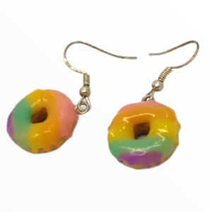 Χειροποίητα Σκουλαρίκια donuts πολύχρωμα,κοσμήματα πολυμερικού πηλού Mimitopia - πηλός, μικρά, boho, φθηνά - 3