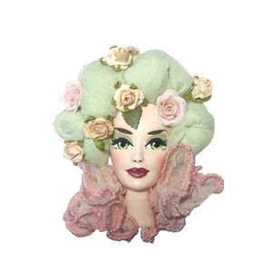 Διακοσμητικό Πρόσωπο Μίνι "Exotic" φυστικί με ροζ 11*13 εκ. - διακόσμηση, διακοσμητικά, διακόσμηση σαλονιού, δωμάτιο παιδιών