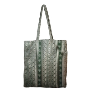 Μεγαλη tote bag 40Χ43, πράσινη Πάνινη τσάντα, shopping bag, vintage jacquard βαμβακερο ιταλικό - ύφασμα, ώμου, μεγάλες, all day, πάνινες τσάντες - 2