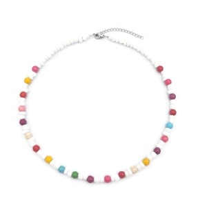 Κολιε με πολύχρωμο χαολίτη και seed beads ενδιάμεσα. - ημιπολύτιμες πέτρες, χάντρες, κοντά, boho, seed beads