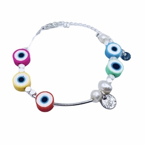 Βραχιόλι με ματάκια - Jelly eyes silver - charms, επάργυρα, μάτι, πέρλες, χεριού, αυξομειούμενα