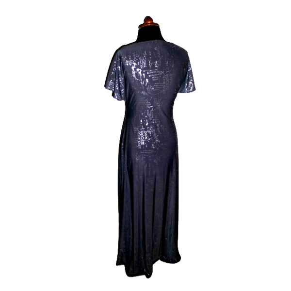 250. Χειροποίητο Φόρεμα από γκρι ελαστικό ύφασμα με ασημένια γράμματα-One size S/XL-Νο250. - ελαστικό, γάμου - βάπτισης - 4