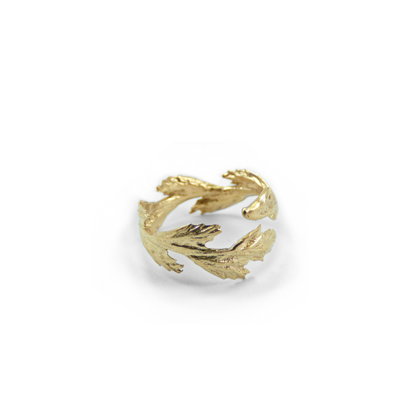 " Golden Wheat " - Xειροποίητο επίχρυσο 18Κ δαχτυλίδι με ένα κλωνάρι σιταριού. - επιχρυσωμένα, ορείχαλκος, μικρά, αυξομειούμενα