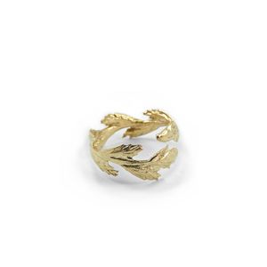 " Golden Wheat " - Xειροποίητο επίχρυσο 18Κ δαχτυλίδι με ένα κλωνάρι σιταριού. - επιχρυσωμένα, ορείχαλκος, μικρά, αυξομειούμενα