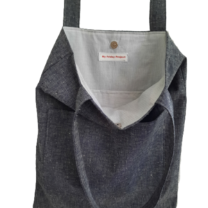 Υφασμάτινη tote τσάντα "Grey" - ύφασμα, ώμου, all day, tote, πάνινες τσάντες - 3