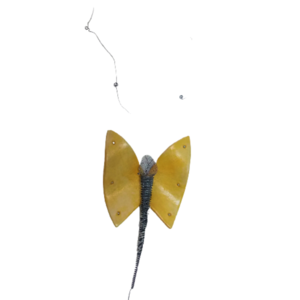 Πεταλούδα τοίχου διακοσμητική σε κίτρινο χρώμα - πηλός, πεταλούδα, κρεμαστά, διακοσμητικά - 2