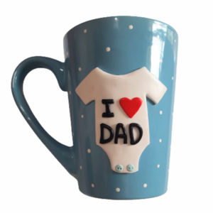 Κούπα "I love you dad!" από πολυμερικό πηλό - πηλός, πορσελάνη, κούπες & φλυτζάνια, δώρα για τον μπαμπά - 3