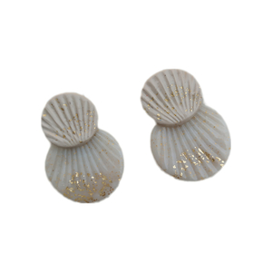 Seashells Σκουλαρίκια κοχύλια από πηλό - κοχύλι, πηλός, καρφωτά, μεγάλα, φθηνά