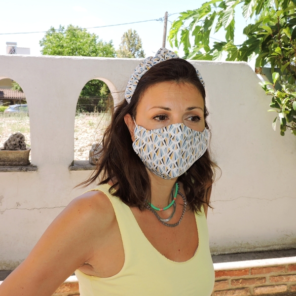 Γυναικεία στέκα μαλλιών με μάσκα με κέντημα στο χέρι - ύφασμα, μάσκες προσώπου, headbands - 5