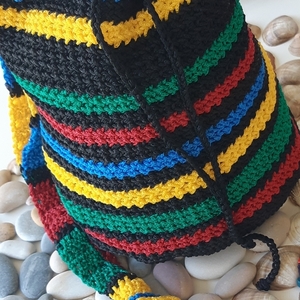 Handmade colourfull crochet bag - ώμου, πουγκί, μεγάλες, all day, πλεκτές τσάντες - 3