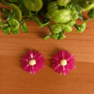 Σκουλαρίκια καρφωτα λουλούδι "Τζενεράλι" με υγρό γυαλί. - γυαλί, λουλούδι, καρφωτά, μικρά, ατσάλι - 2