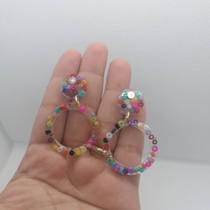 Resin earings with beads - γυαλί, ρητίνη, κρεμαστά - 2