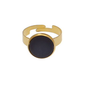 Χρυσό αυξομειούμενο δαχτυλίδι με navy blue pollaris - επιχρυσωμένα, μικρά, boho, αυξομειούμενα - 2