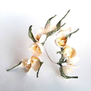 Σκουλαρίκια -κρίκοι με λευκά μανουσάκια από κουκούλι μεταξοσκώληκα - ασήμι, κρίκοι, λουλούδι, boho - 3