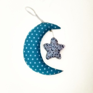 Μόμπιλο φεγγάρι, χρώμα γαλάζιο πουά με αστεράκι. - αγόρι, αστέρι, φεγγάρι, μόμπιλε, δώρο για νεογέννητο