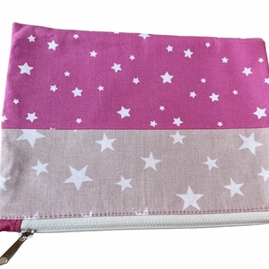 Υφασμάτινο τσαντάκι/νεσεσέρ pink stars - ύφασμα, τσαντάκια, καλλυντικών, ταξιδίου
