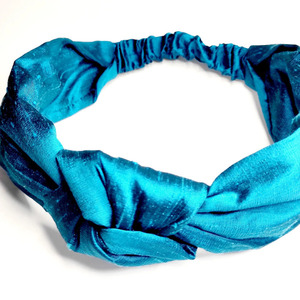 Μεταξωτή Κορδέλα Μαλλιών "Turban Blue" - μετάξι, statement, turban, headbands - 3