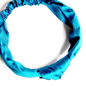 Μεταξωτή Κορδέλα Μαλλιών "Turban Blue" - μετάξι, statement, turban, headbands - 4