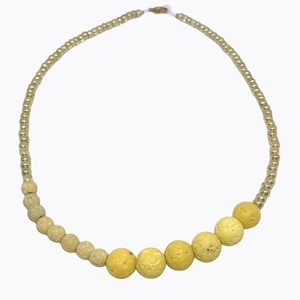 Κολιέ με κίτρινη στρογγυλή λάβα - ημιπολύτιμες πέτρες, γυναικεία, κοντά