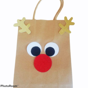 Christmas Rudolf χάρτινη σακούλα δώρου - διακοσμητικά, merry christmas, χριστουγεννιάτικα δώρα