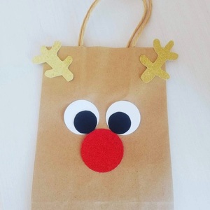 Christmas Rudolf χάρτινη σακούλα δώρου - διακοσμητικά, merry christmas, χριστουγεννιάτικα δώρα - 2