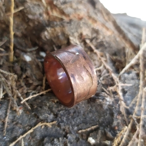 Χειροποίητο δαχτυλίδι από ξύλο και χαλκό - χαλκός, σταθερά, μεγάλα - 4