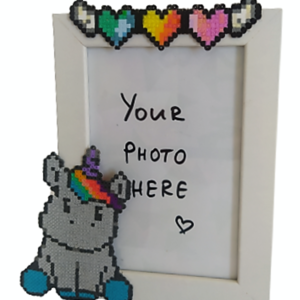 hippo pixel art frame - ξύλο, γυαλί, σπίτι, κορνίζες