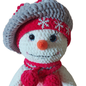 Πλεκτο χειροποιητο χιονανθρωπος (κοριτσάκι) - λούτρινα, παιχνίδια, δώρα γενεθλίων, amigurumi, χριστουγεννιάτικα δώρα - 2