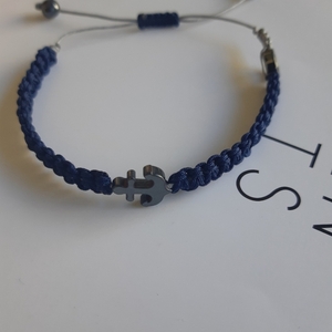 Navy bracelet for men - ημιπολύτιμες πέτρες, μακραμέ, χεριού, φθηνά