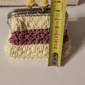 Πορτοφόλι crochet με κούμπωμα, βελονάκι, χειροποίητο κλειδαριά φιλί, - πορτοφόλια κερμάτων - 5