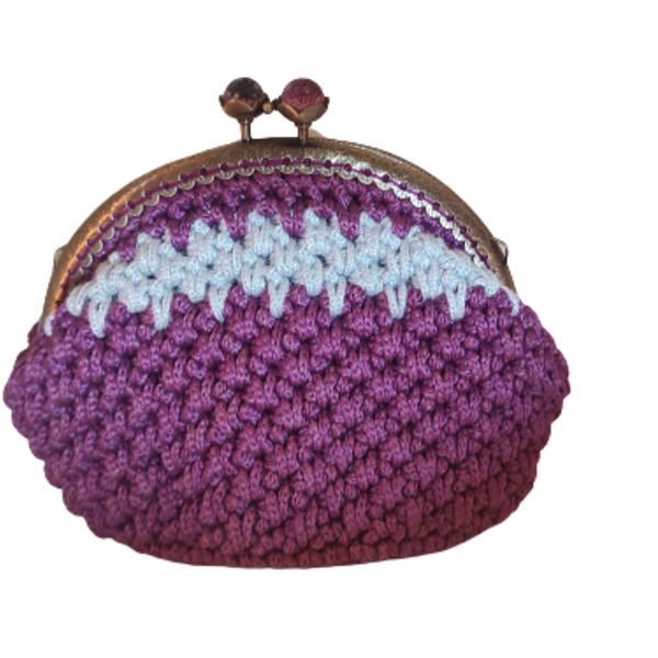 Πορτοφόλι με κούμπωμα, crochet, χειροποίητο κλειδαριά φιλί - πορτοφόλια κερμάτων