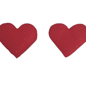 Σκουλαρίκια καρδιά από πολυμερικό πηλό - πηλός, καρφωτά, μικρά - 4