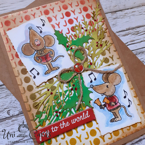 Χριστουγεννιάτικη κάρτα με ποντικάκια καλαντιστές - χριστουγεννιάτικο, ευχετήριες κάρτες - 2