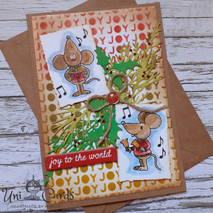 Χριστουγεννιάτικη κάρτα με ποντικάκια καλαντιστές - χριστουγεννιάτικο, ευχετήριες κάρτες - 3