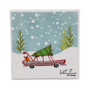 Χριστουγεννιάτικη κάρτα - Αμάξι με δέντρο - χριστουγεννιάτικο δέντρο, αυτοκίνητα, ευχετήριες κάρτες, δέντρο
