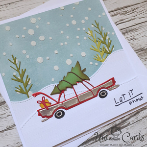 Χριστουγεννιάτικη κάρτα - Αμάξι με δέντρο - χριστουγεννιάτικο δέντρο, αυτοκίνητα, ευχετήριες κάρτες, δέντρο - 3