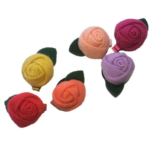 Παιδικά κλιπς μαλλιών "Soft Rose" σετ 3 τεμ - τριαντάφυλλο, λουλουδάτο, αξεσουάρ μαλλιών