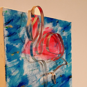 "Φλαμίνγκο" πίνακας μικρός - flamingos, διακοσμητικά, πίνακες ζωγραφικής - 4